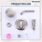 Modern Round Rain Shower System with 5-Function Spray and Integrated Tub Spout