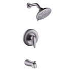 Modern Round Rain Shower System with 5-Function Spray and Integrated Tub Spout