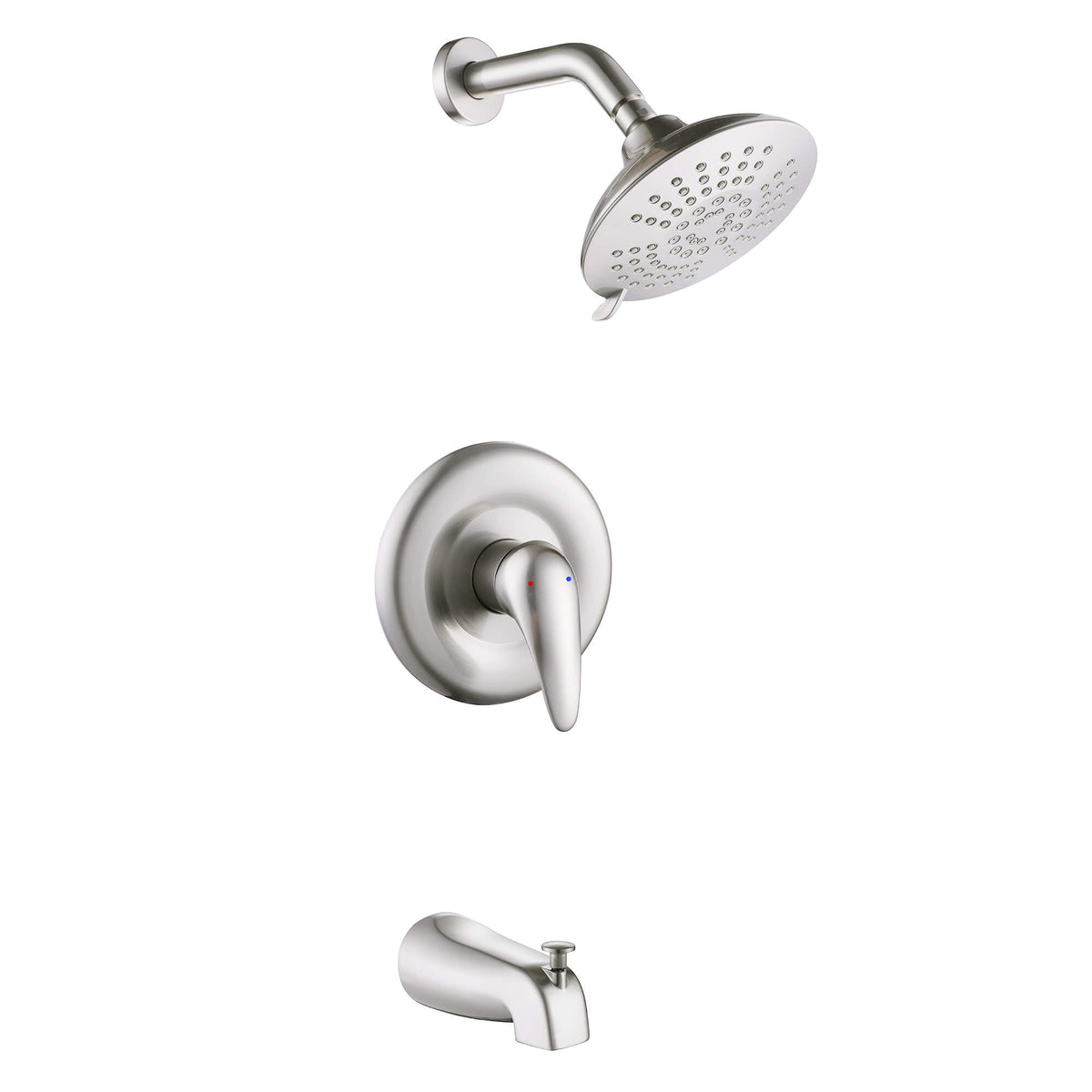 Modern Round Rain Shower System with 5-Function Spray and Integrated Tub Spout