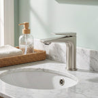 Modern Streamlined Flat-Spout Solid Brass Basin Faucet