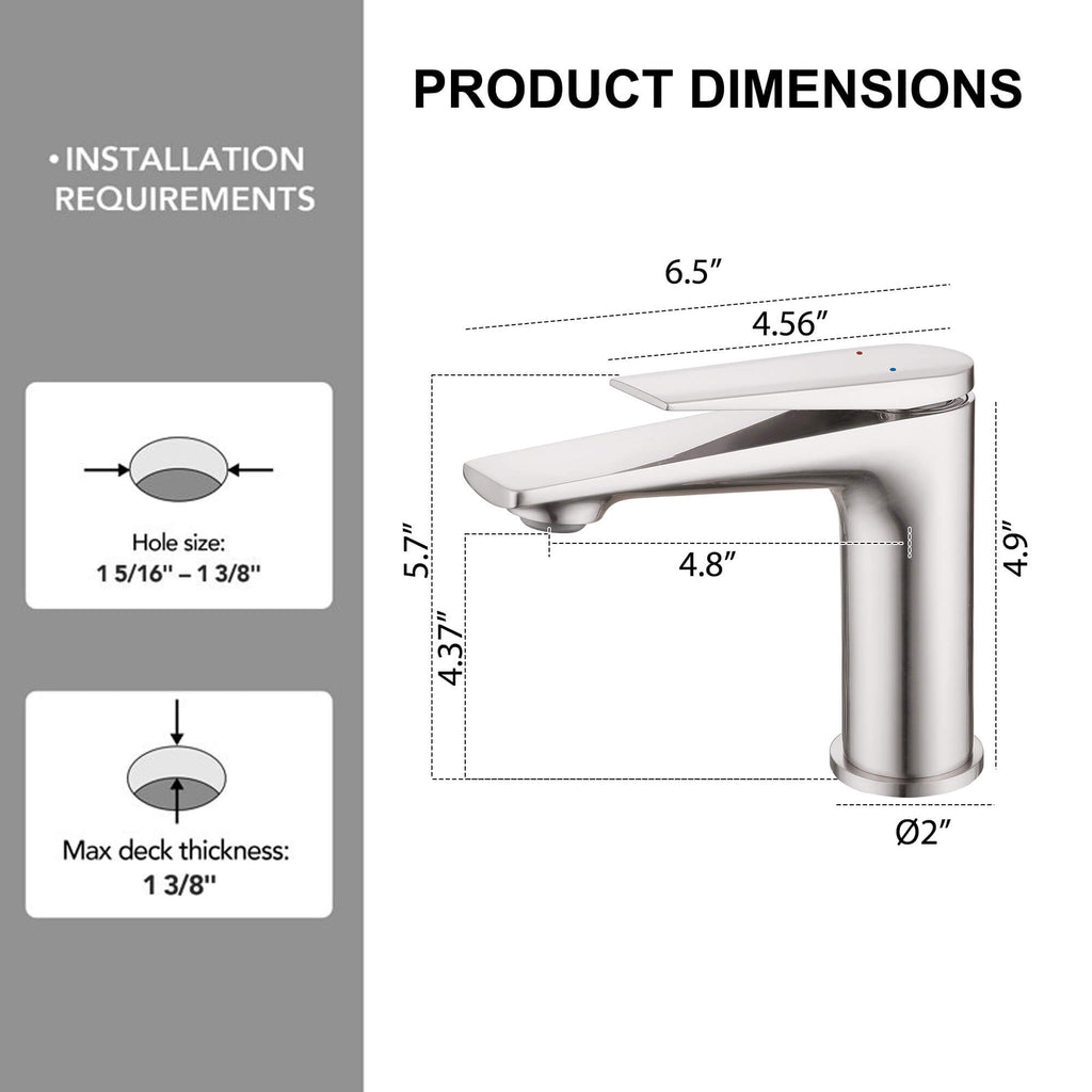 Modern Streamlined Flat-Spout Solid Brass Basin Faucet