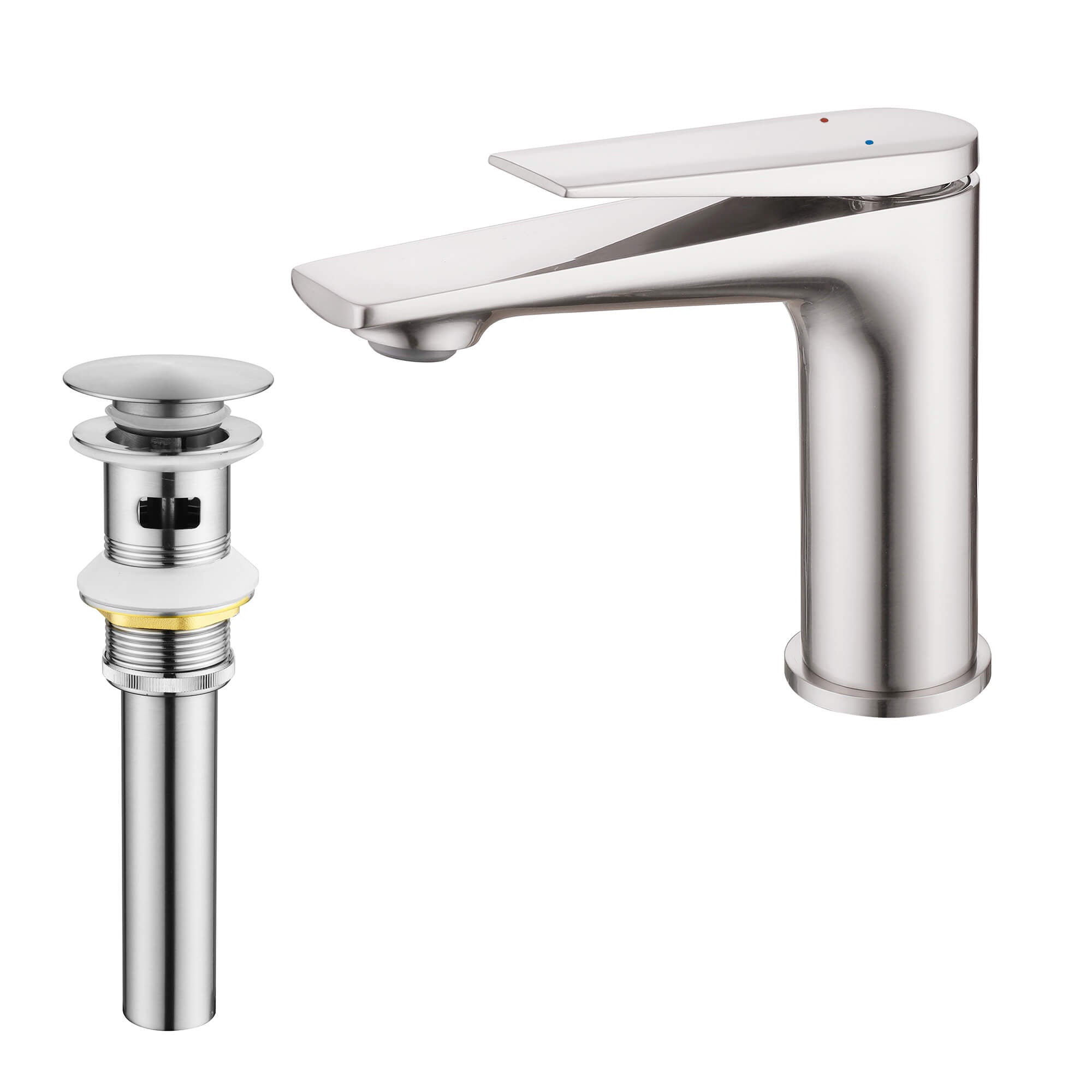 Modern Streamlined Flat-Spout Solid Brass Basin Faucet