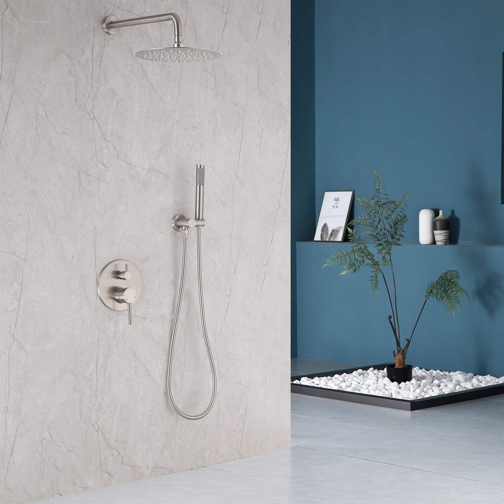 Minimalist  Pressure-Balanced Dual-Head Shower System with Swivel Rain Head
