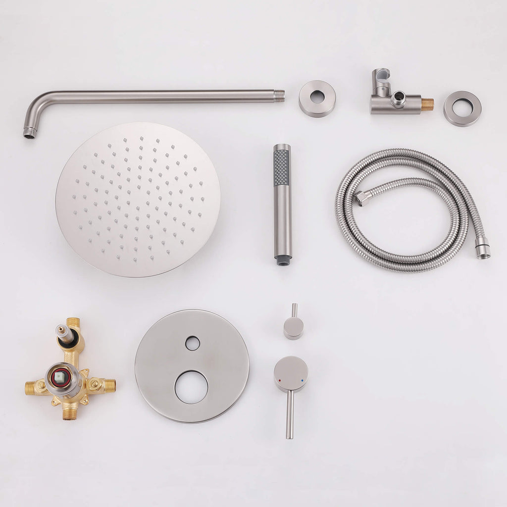 Minimalist  Pressure-Balanced Dual-Head Shower System with Swivel Rain Head