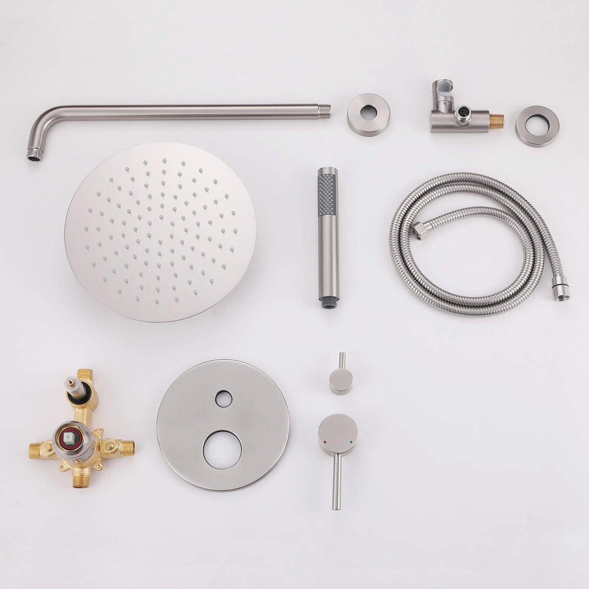 Minimalist  Pressure-Balanced Dual-Head Shower System with Swivel Rain Head
