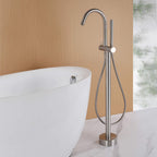 316 Stainless Steel Gooseneck Freestanding Tub Faucet with Thermostatic Control & High-Flow Spout