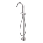316 Stainless Steel Gooseneck Freestanding Tub Faucet with Thermostatic Control & High-Flow Spout
