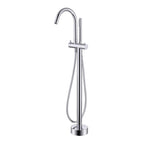 316 Stainless Steel Gooseneck Freestanding Tub Faucet with Thermostatic Control & High-Flow Spout