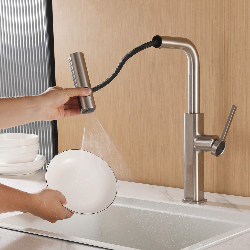 Smart Kitchen Faucet with Temperature Display & 3-Function Pull-Out Sprayer