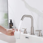 Brass 180° Swivel Gooseneck Spout Widespread Bathroom Faucet with Dual Handles