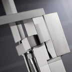 360° Swivel Cube Freestanding Tub Faucet with Hand Shower Single Handle