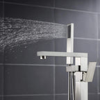 360° Swivel Cube Freestanding Tub Faucet with Hand Shower Single Handle