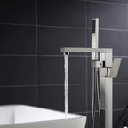 360° Swivel Cube Freestanding Tub Faucet with Hand Shower Single Handle