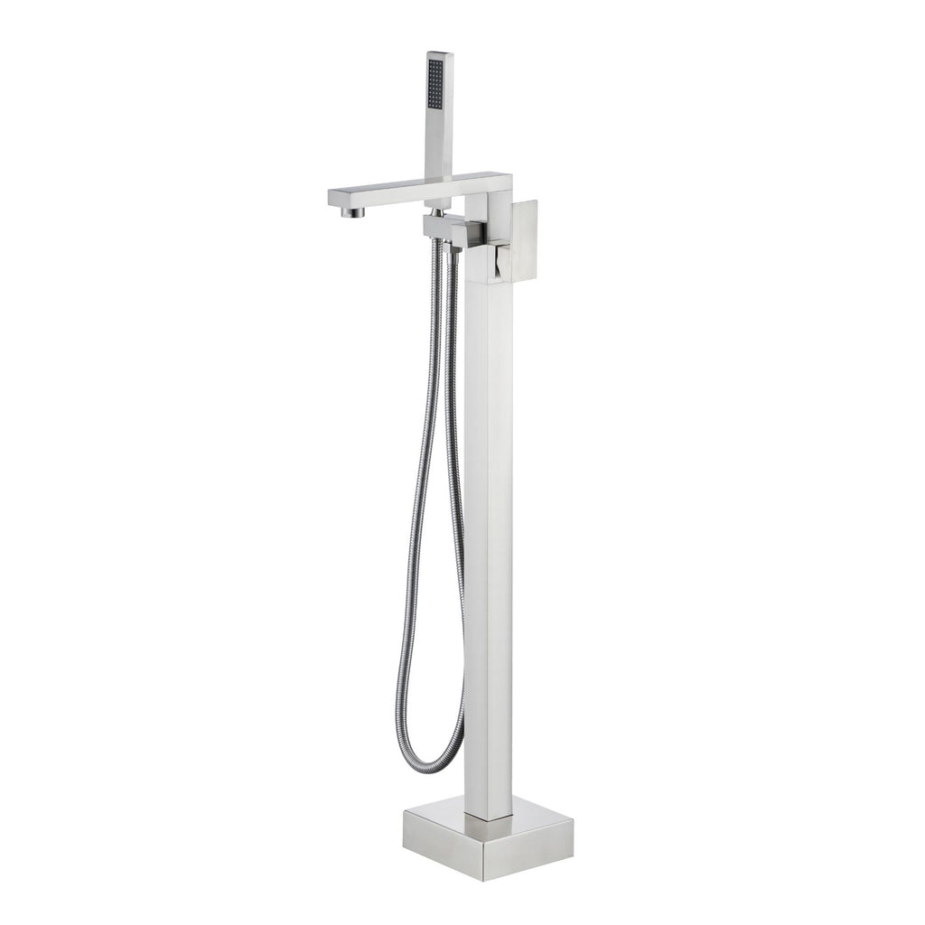 360° Swivel Cube Freestanding Tub Faucet with Hand Shower Single Handle