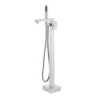 360° Swivel Cube Freestanding Tub Faucet with Hand Shower Single Handle