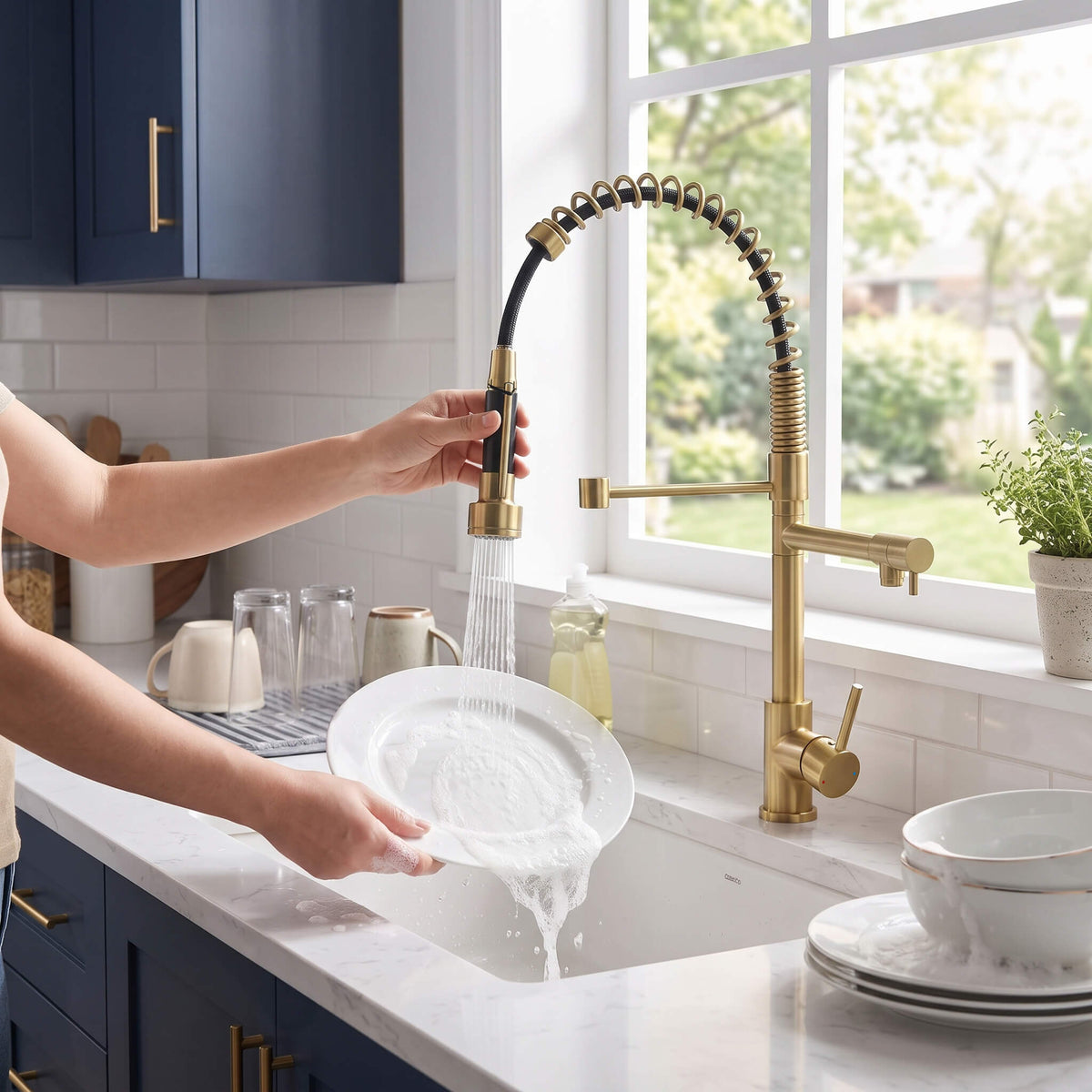 Luxury 3-Functions Pull-Down Kitchen Faucet with Magnetic Docking Spray Head