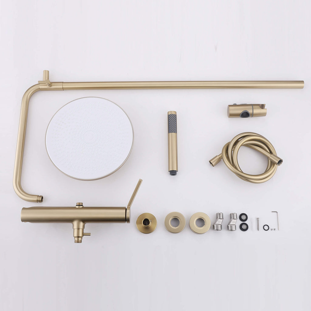 Wall Mounted Rain Shower Head With Adjustable Handheld Slide Bar Shower System