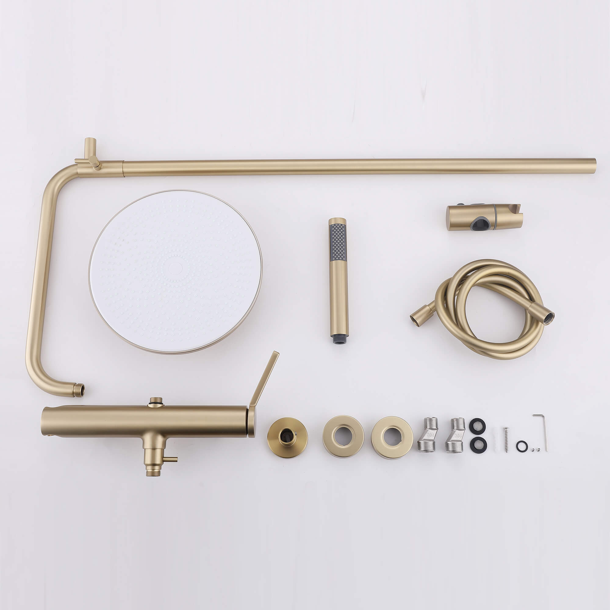 Wall Mounted Rain Shower Head With Adjustable Handheld Slide Bar Shower System