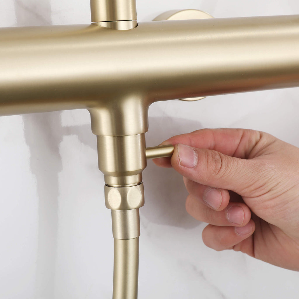 Wall Mounted Rain Shower Head With Adjustable Handheld Slide Bar Shower System