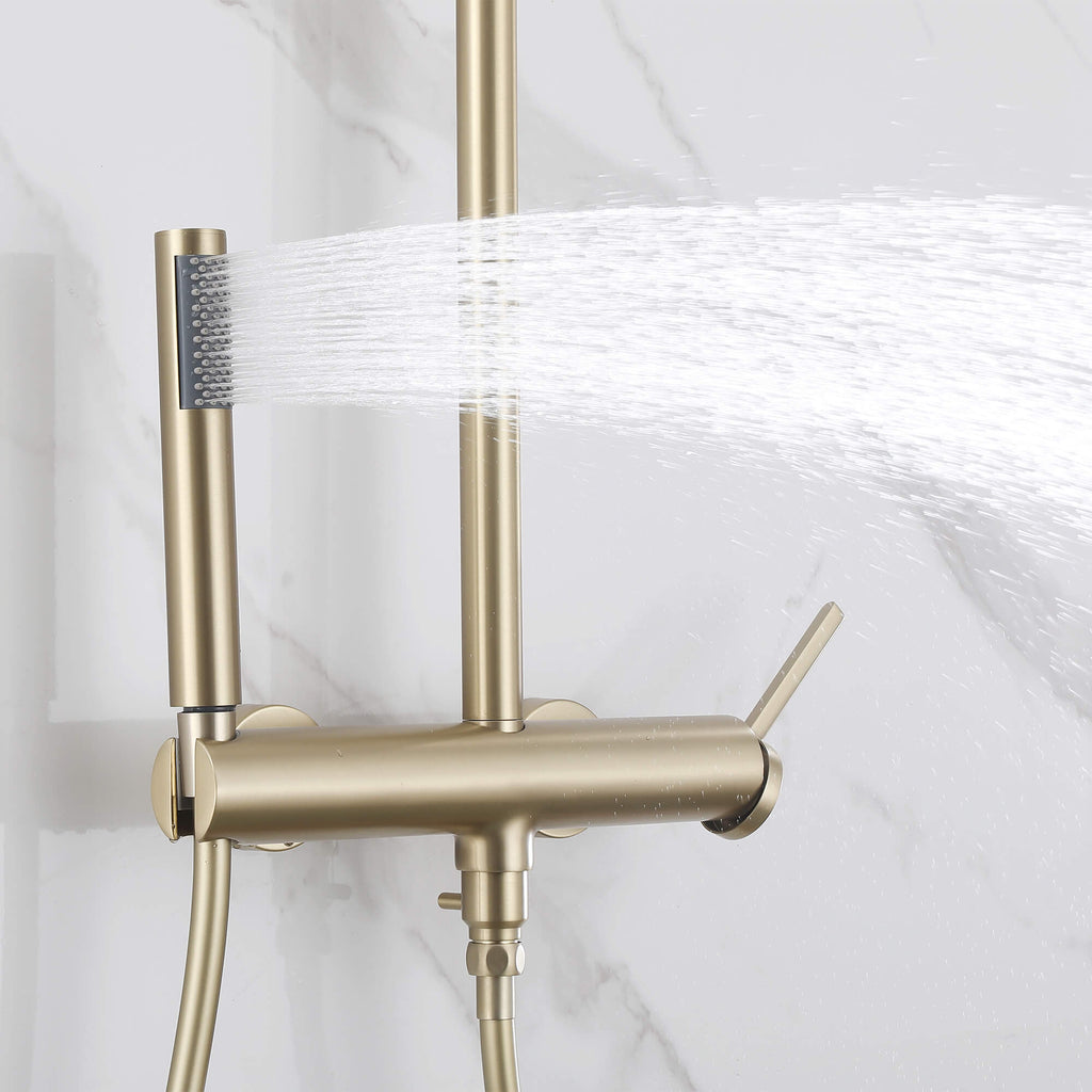 Wall Mounted Rain Shower Head With Adjustable Handheld Slide Bar Shower System