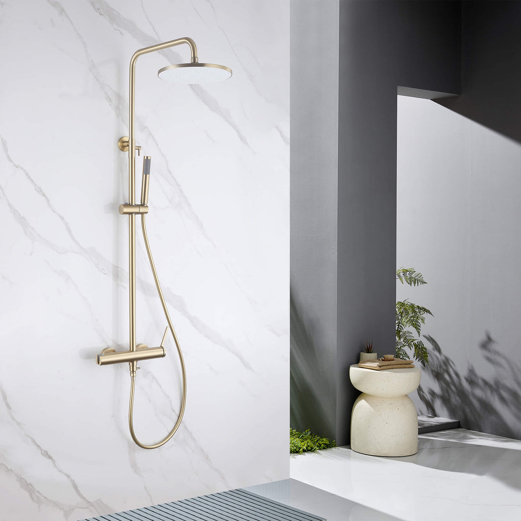 Wall Mounted Rain Shower Head With Adjustable Handheld Slide Bar Shower System