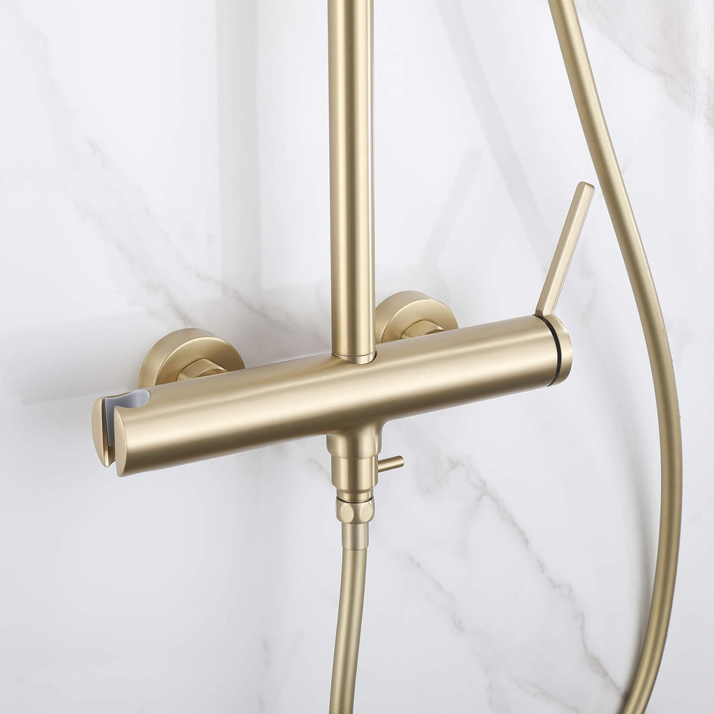Wall Mounted Rain Shower Head With Adjustable Handheld Slide Bar Shower System
