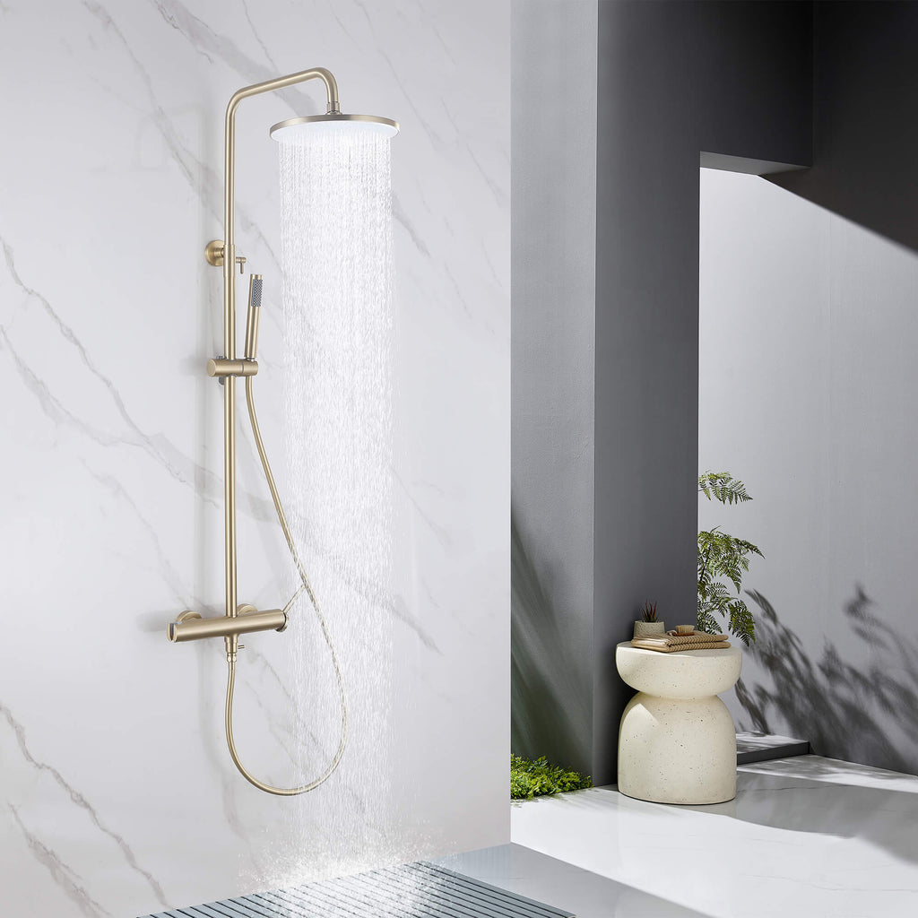 Wall Mounted Rain Shower Head With Adjustable Handheld Slide Bar Shower System