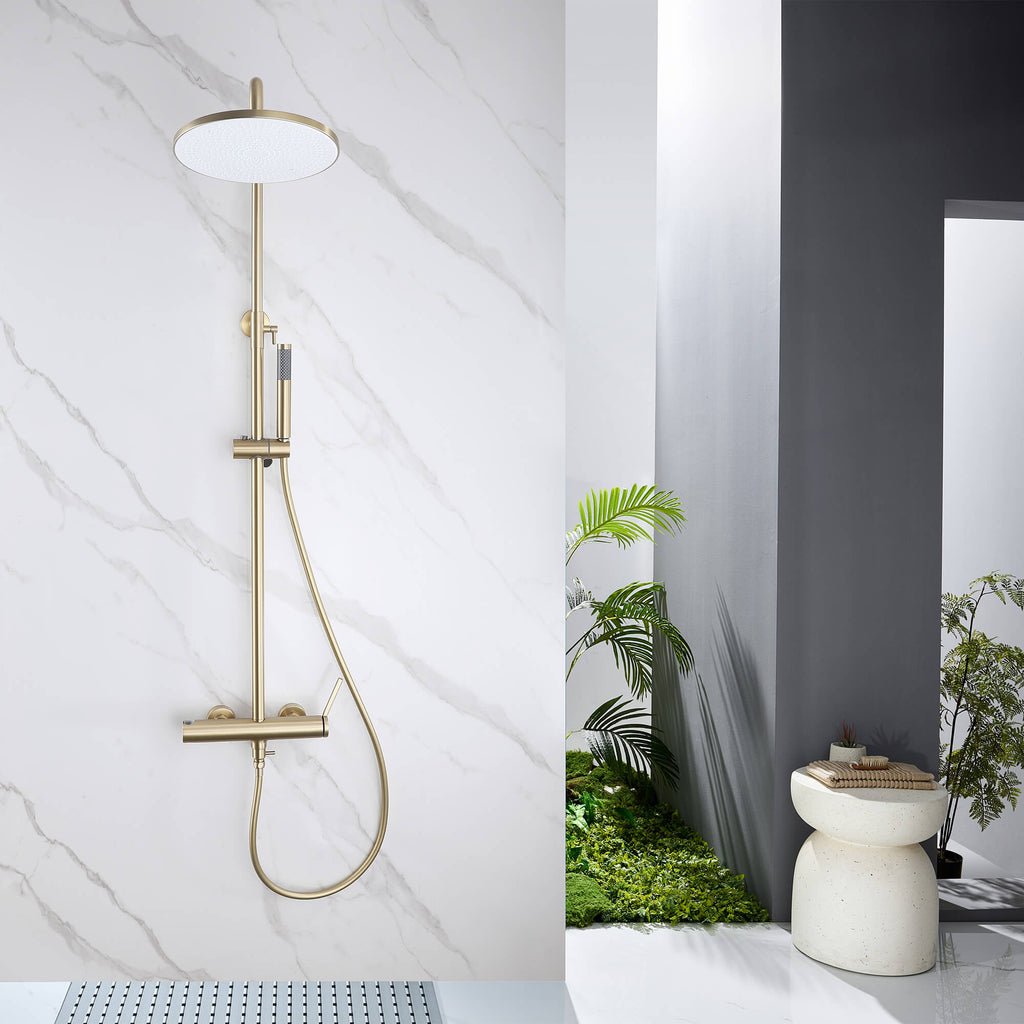 Wall Mounted Rain Shower Head With Adjustable Handheld Slide Bar Shower System