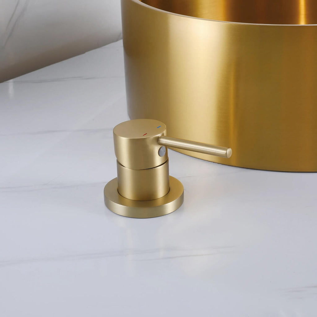 Ceiling-Mounted Basin Faucet with Floating Teardrop Spout and Deck Control Valve