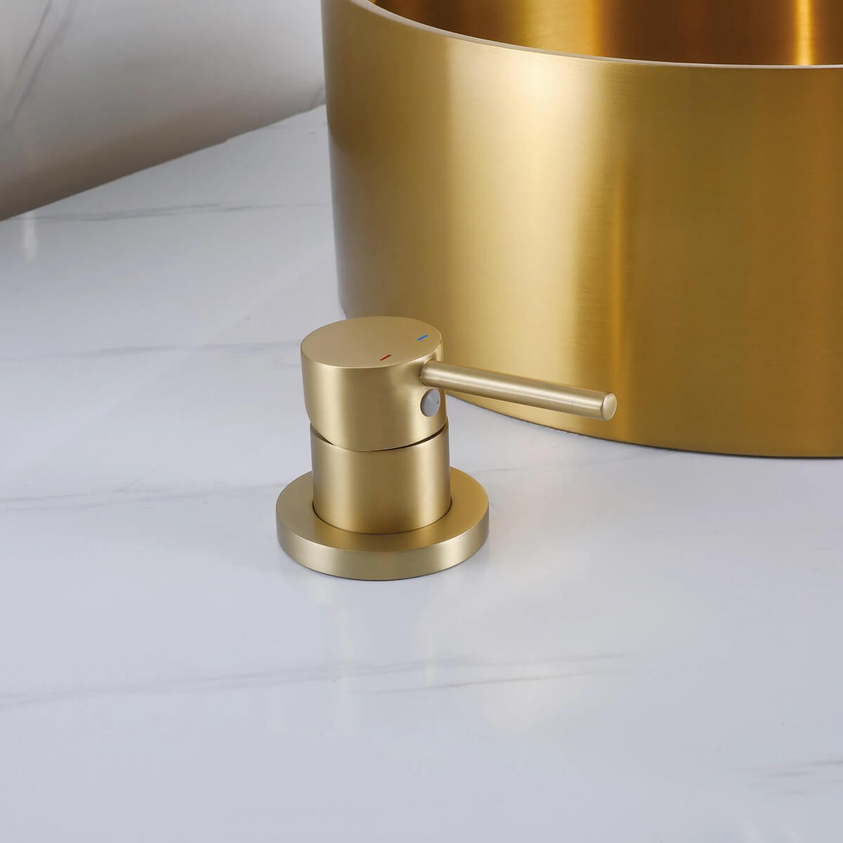 Ceiling-Mounted Basin Faucet with Floating Teardrop Spout and Deck Control Valve