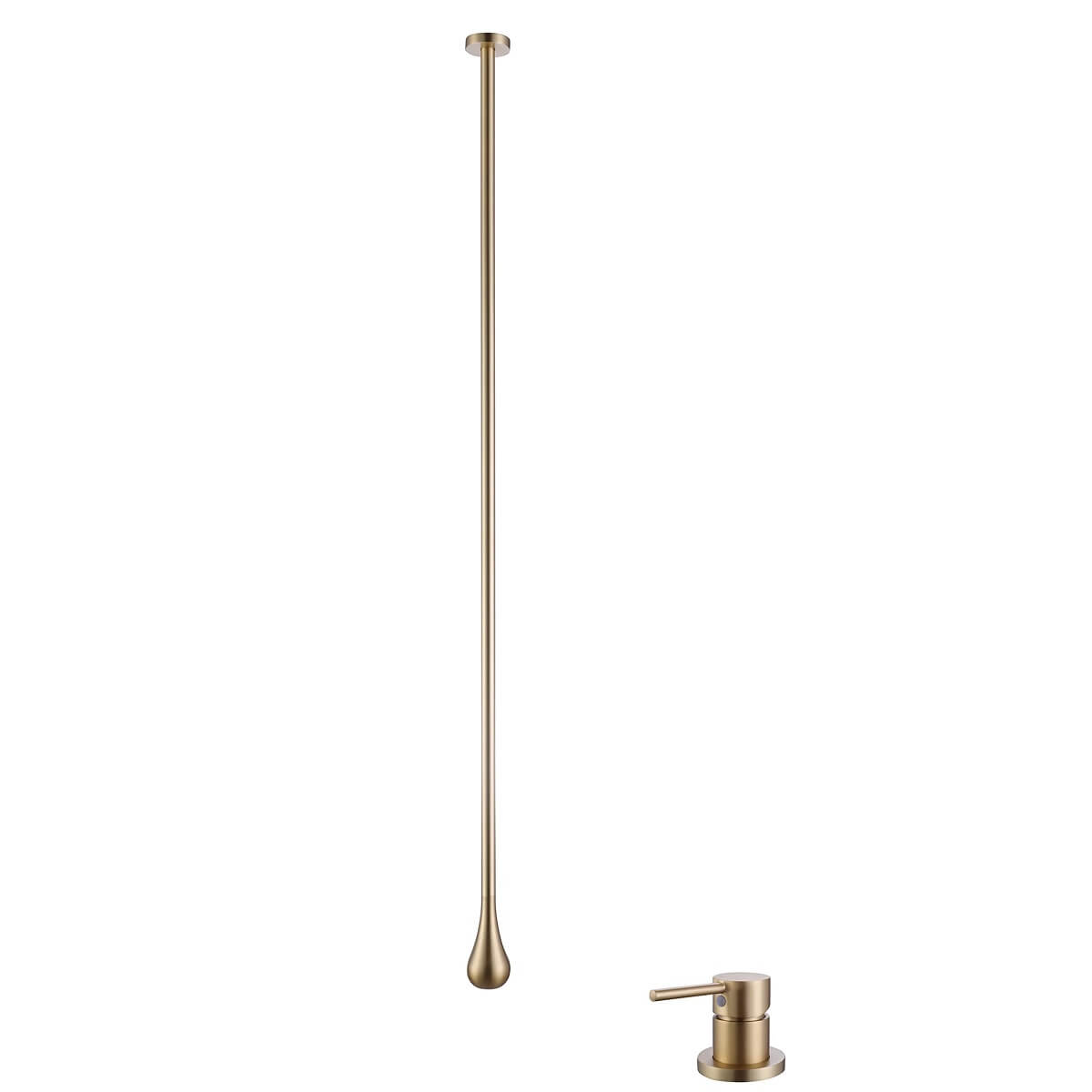 Ceiling-Mounted Basin Faucet with Floating Teardrop Spout and Deck Control Valve