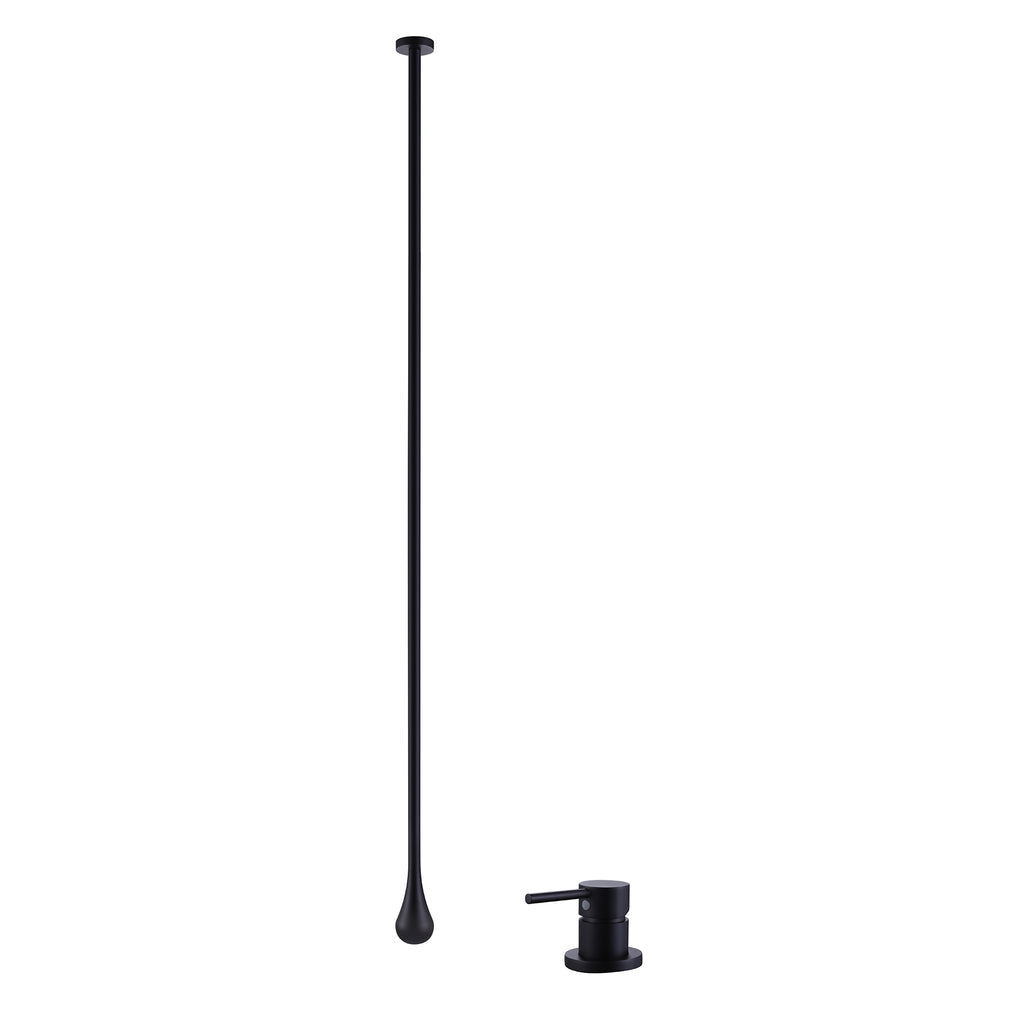 Ceiling-Mounted Basin Faucet with Floating Teardrop Spout and Deck Control Valve