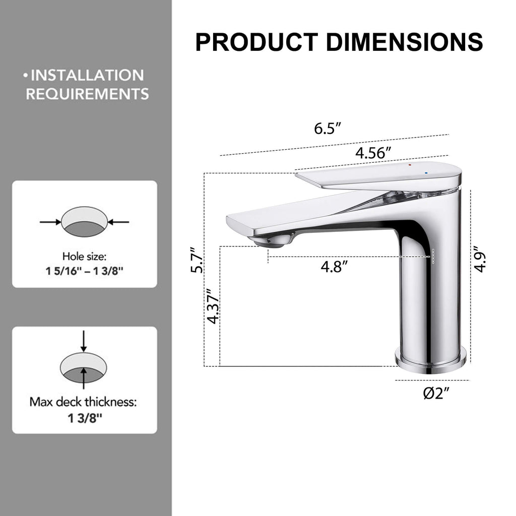 Modern Streamlined Flat-Spout Solid Brass Basin Faucet