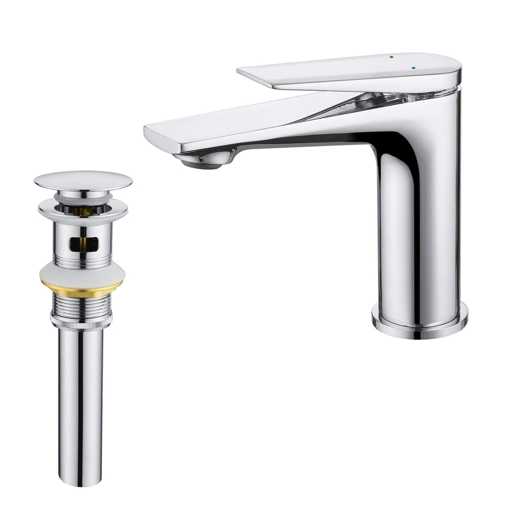 Modern Streamlined Flat-Spout Solid Brass Basin Faucet