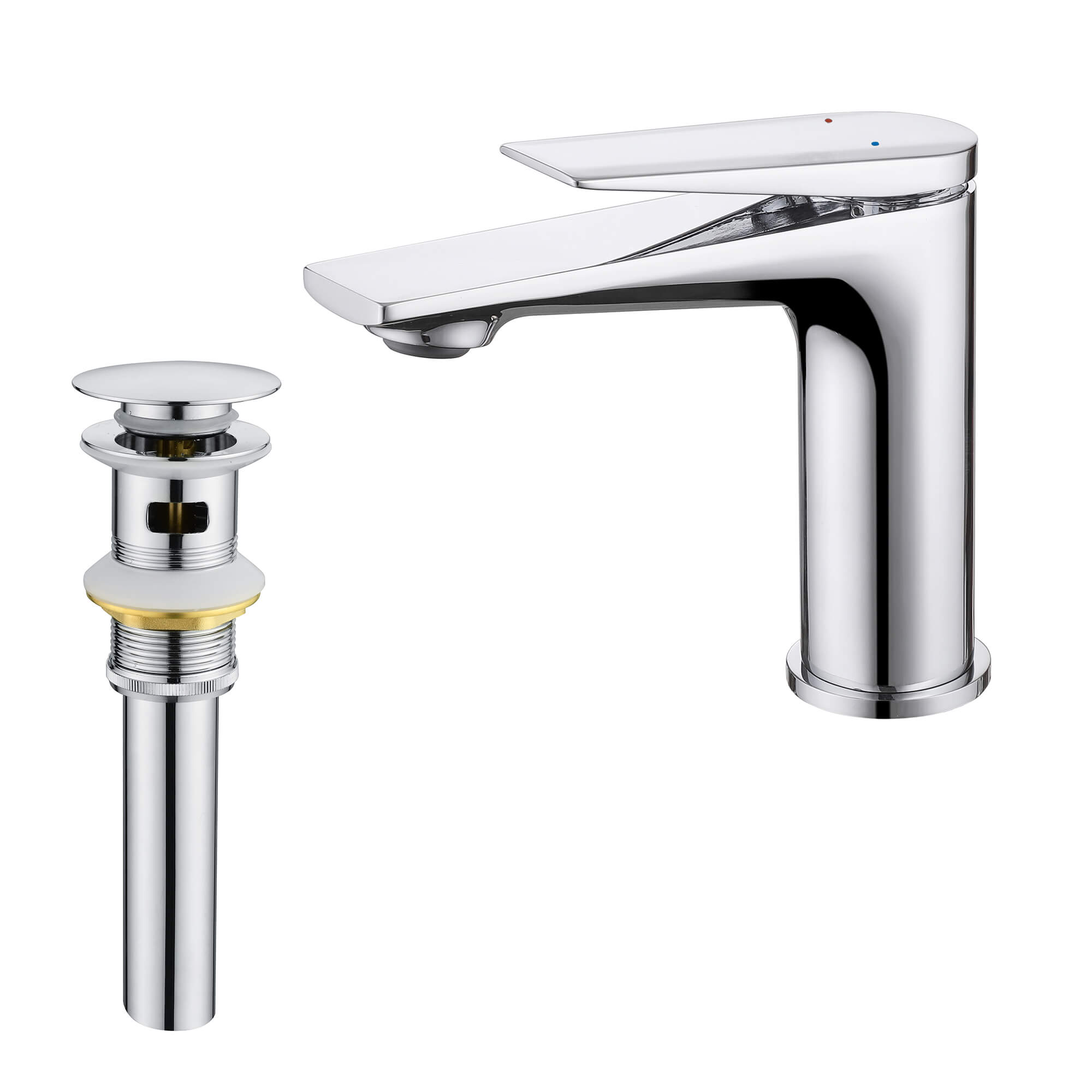 Modern Streamlined Flat-Spout Solid Brass Basin Faucet