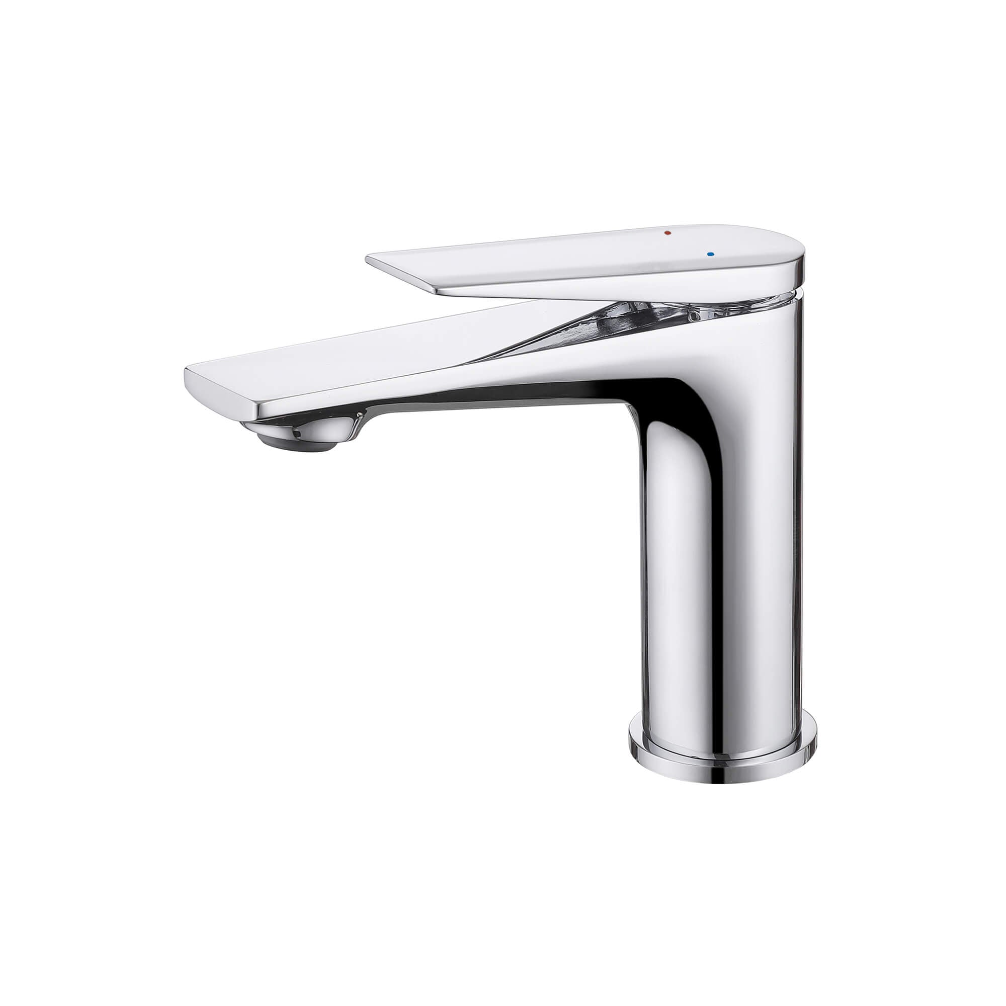 Modern Streamlined Flat-Spout Solid Brass Basin Faucet