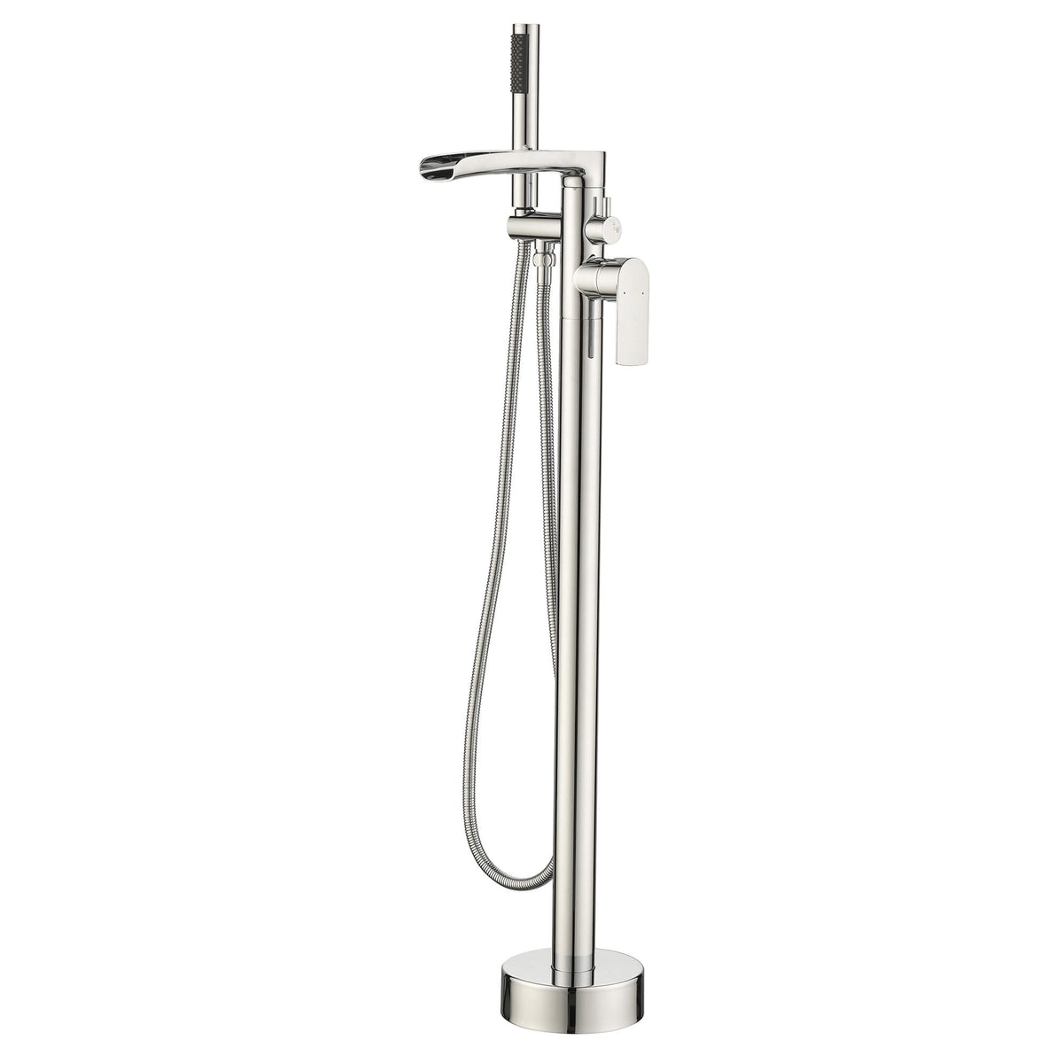 Waterfall Freestanding Bathtub Faucet with Open-Channel Spout and Hand Shower