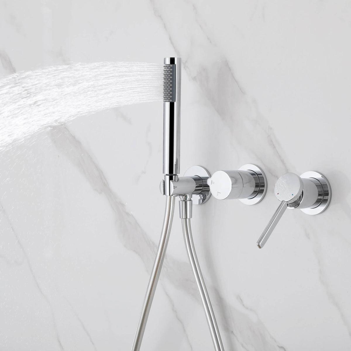 2-Functions Dual-Head Shower System with Thin Circular Rainfall Head