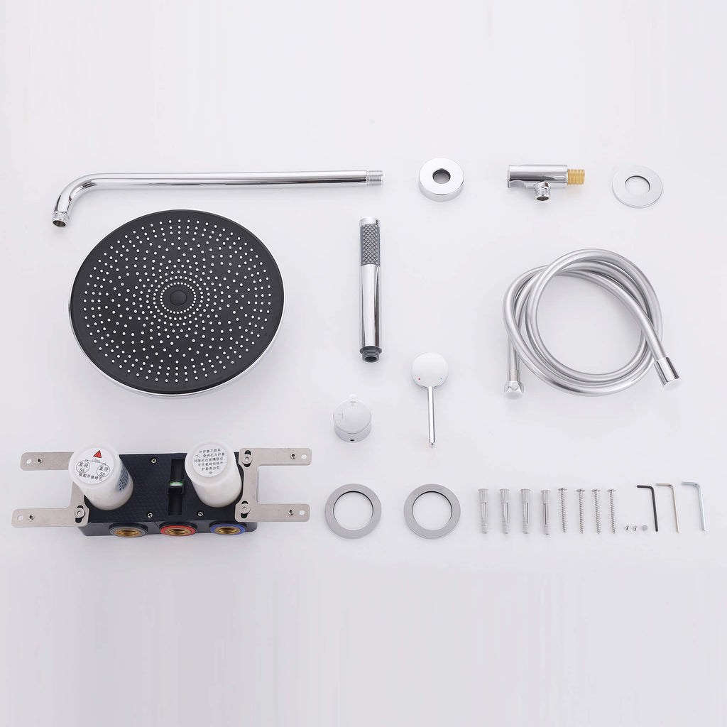 2-Functions Dual-Head Shower System with Thin Circular Rainfall Head