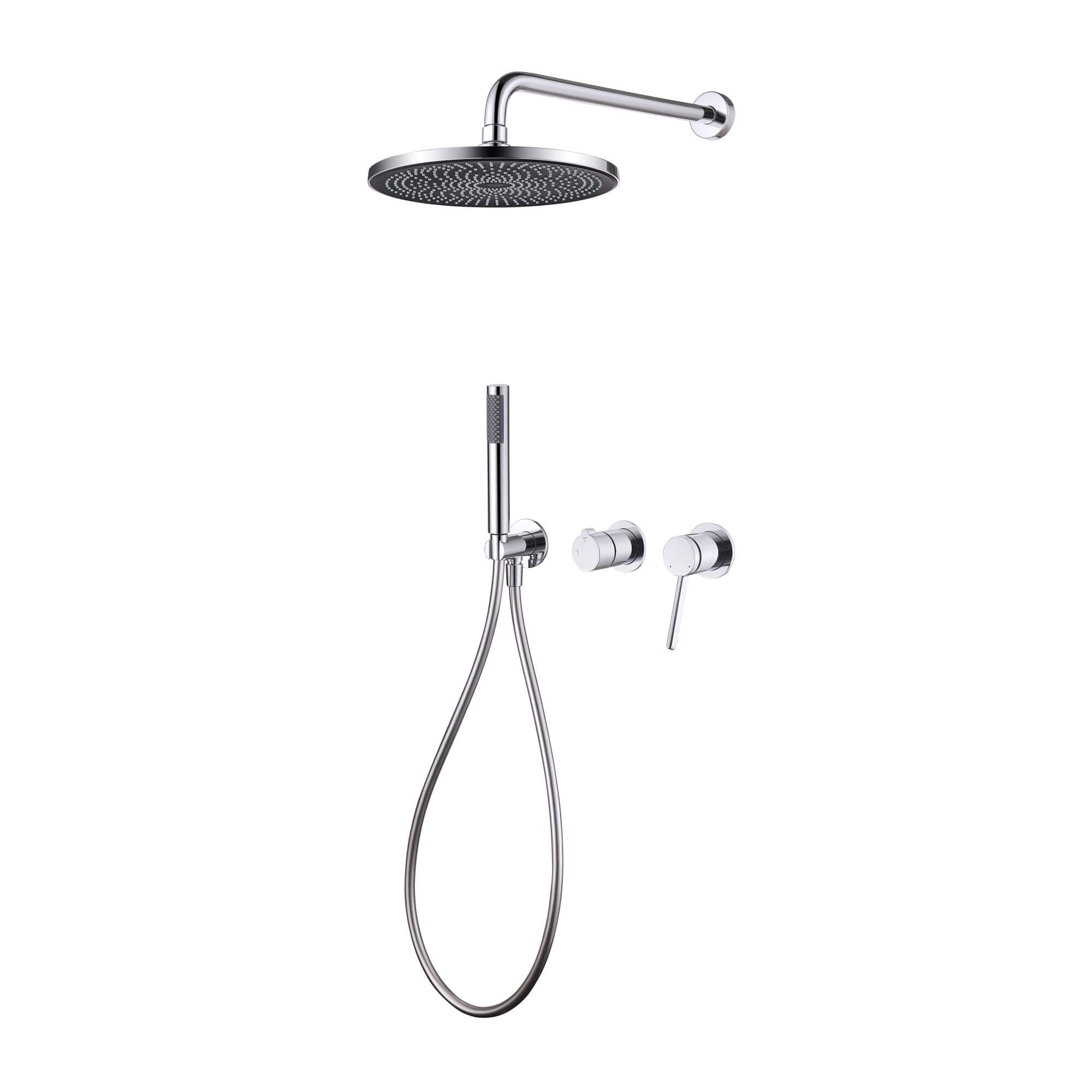 2-Functions Dual-Head Shower System with Thin Circular Rainfall Head