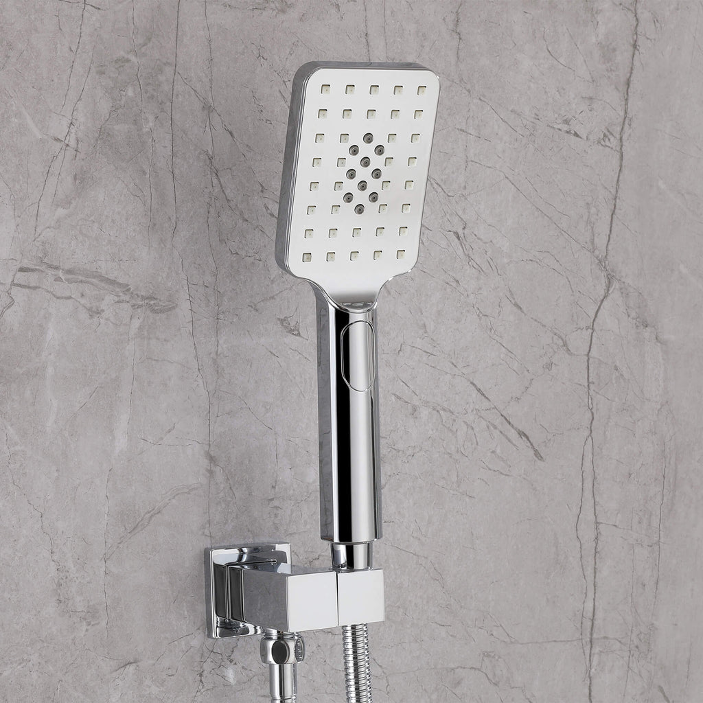 Concealed Tub Shower System with Fold-Away Tub Spout & 3-Function Hand Shower
