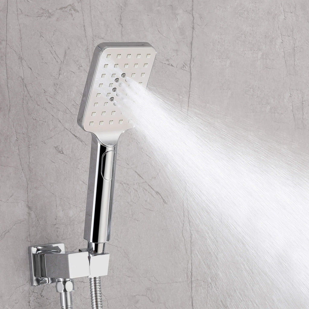 Concealed Tub Shower System with Fold-Away Tub Spout & 3-Function Hand Shower
