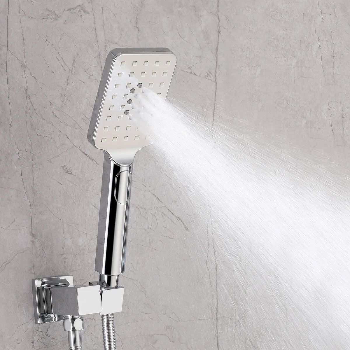 Concealed Tub Shower System with Fold-Away Tub Spout & 3-Function Hand Shower