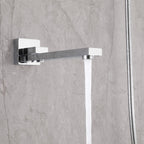 Concealed Tub Shower System with Fold-Away Tub Spout & 3-Function Hand Shower