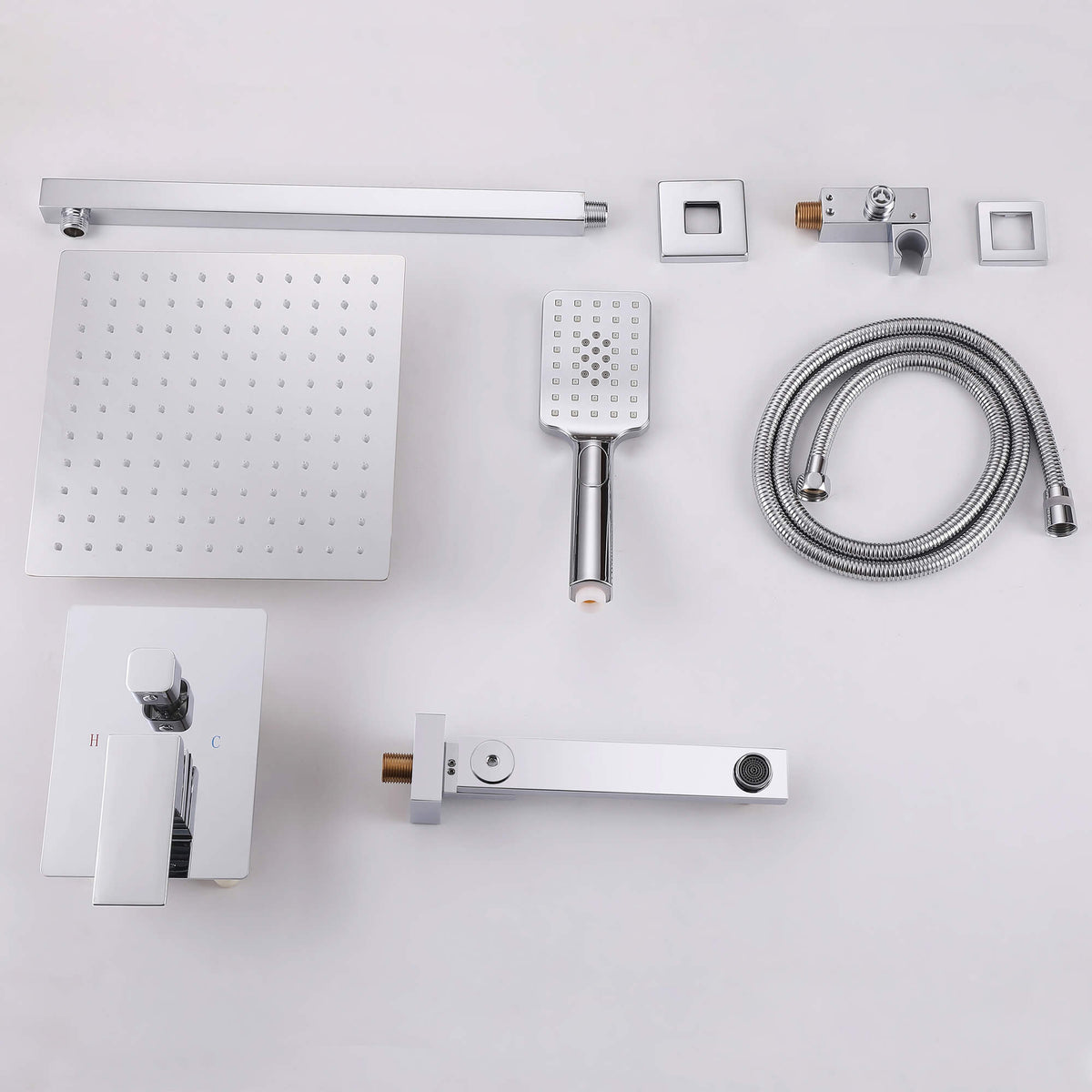 Concealed Tub Shower System with Fold-Away Tub Spout & 3-Function Hand Shower