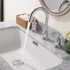 360° Swivel Gooseneck Widespread Bathroom Sink Faucet with Drain
