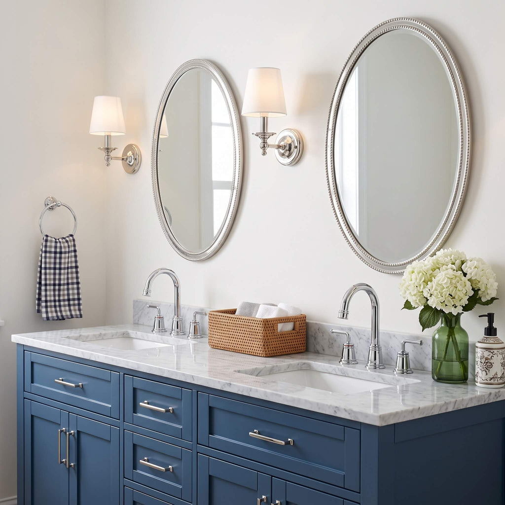 360° Swivel Gooseneck Widespread Bathroom Sink Faucet with Drain
