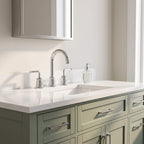 360° Swivel Gooseneck Widespread Bathroom Sink Faucet with Drain