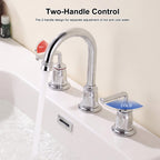 360° Swivel Gooseneck Widespread Bathroom Sink Faucet with Drain