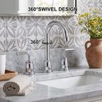 360° Swivel Gooseneck Widespread Bathroom Sink Faucet with Drain
